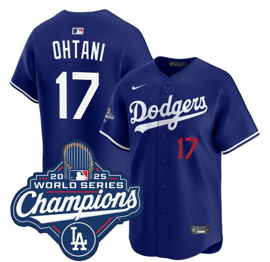 Women's Los Angeles Dodgers #17 Shohei Ohtani Royal 2025 World Series Champions Limited Stitched Baseball Jersey(Run Small)